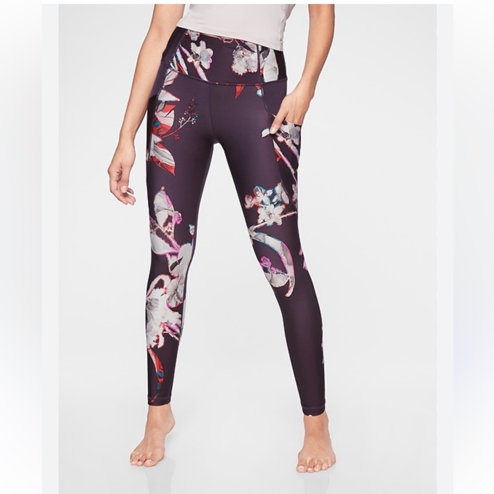 Athleta Stash Pocket Floral Magnolia Leggings/Yoga Pants (Size XS)